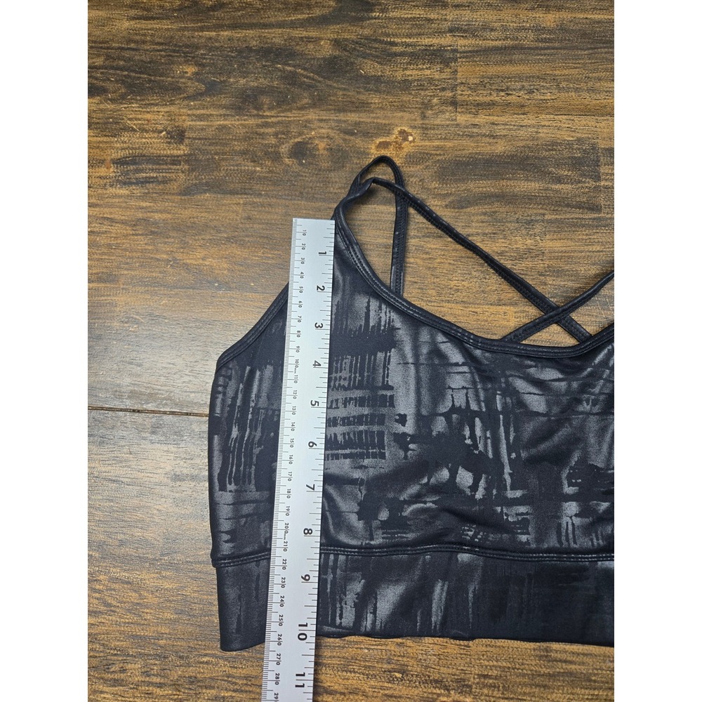 PrismSport Womens Large Black Abstract Foil Print Strappy Back Sports Bra - Picture 6 of 9